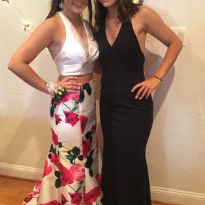 Navy Blue Halter Prom Dress